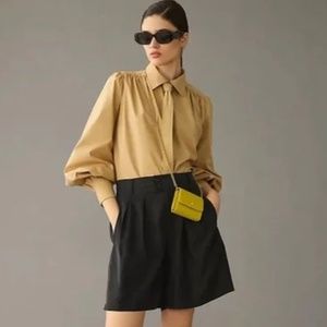 ANTHROPOLOGIE Black Pleated Long Shorts